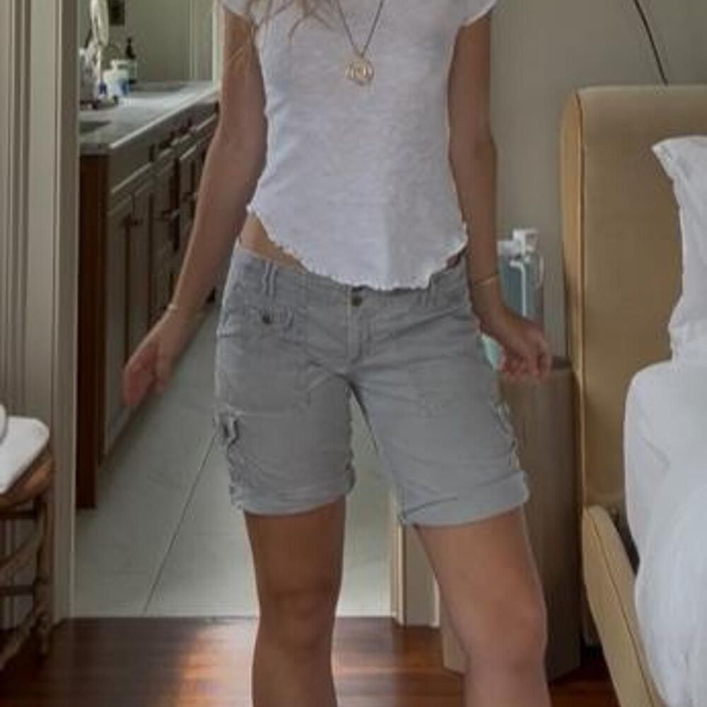 American-eagle Women's White and Blue Shorts